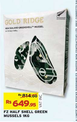 FZ HALF SHELL GREEN MUSSELS 1KG