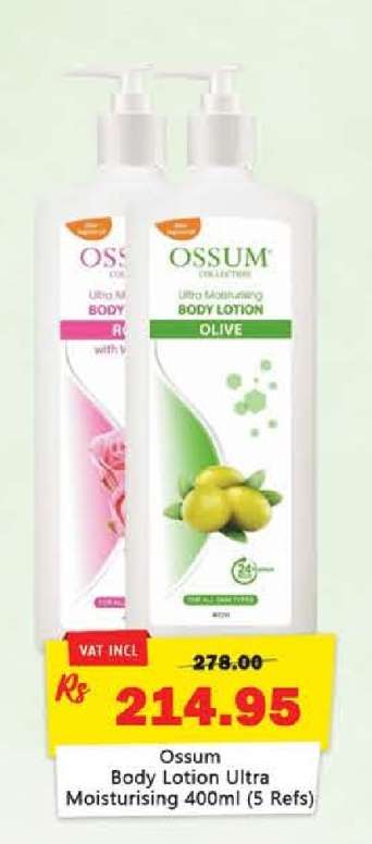 Ossum Body Lotion Ultra Moisturising 400ml (5 Refs)