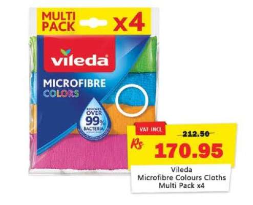 Vileda Microfibre Colours Cloths Multi Pack x4