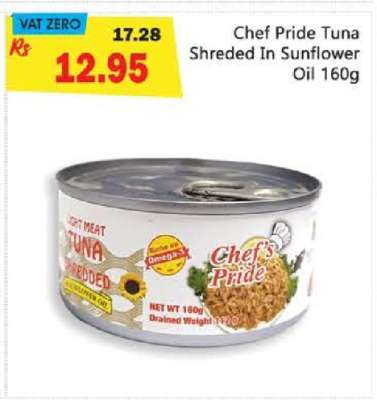 Chef Pride Tuna Shredded In Sunflower Oil 160g