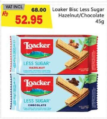 Loaker Bisc Less Sugar Hazelnut/Chocolate 45g