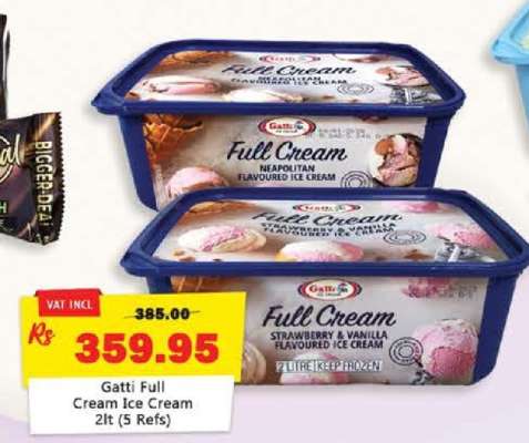 Gatti Full Cream Ice Cream 2lt (5 Refs)
