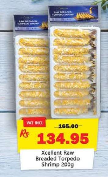 Xcellent Raw Breaded Torpedo Shrimp 200g
