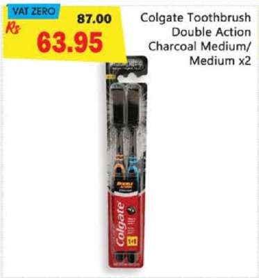 Colgate Toothbrush Double Action Charcoal Medium/Medium x2