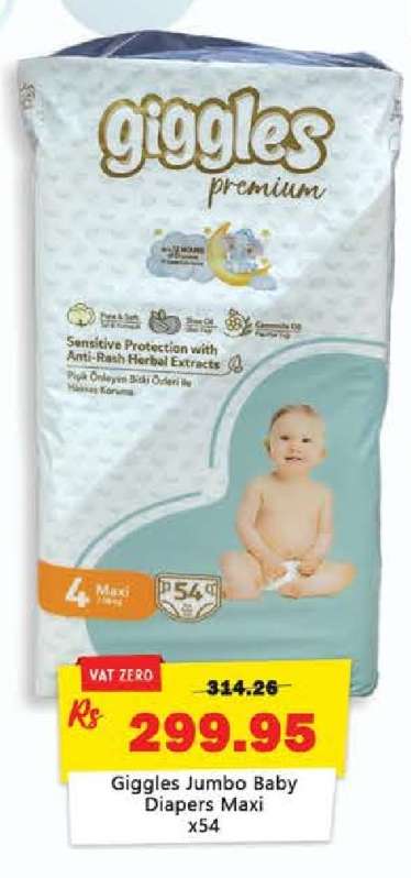 Giggles Jumbo Baby Diapers Maxi x54