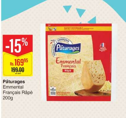 Pâturages Emmental Français Râpé 200g