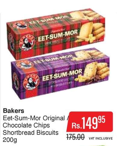 Bakers Eet-Sum-Mor Original / Chocolate Chips Shortbread Biscuits
