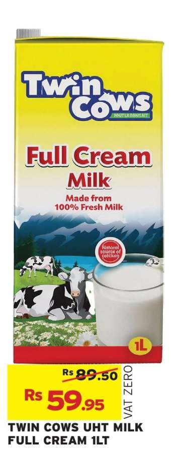 TWIN COWS UHT MILK FULL CREAM 1LT