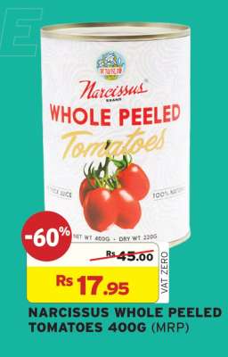 NARCISSUS WHOLE PEELED TOMATOES 400G