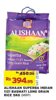ALISHAAN SUPERBA INDIAN 1121 BASMATI LONG GRAIN RICE 5KG