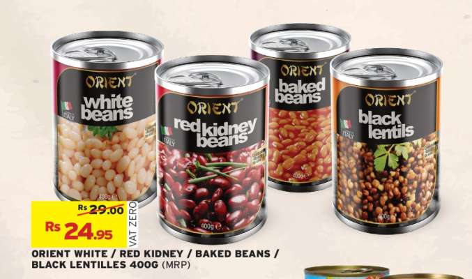 ORIENT WHITE / RED KIDNEY / BAKED BEANS / BLACK LENTILLES 400G