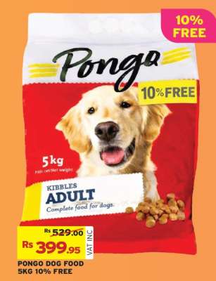 PONGO DOG FOOD 5KG 10% FREE