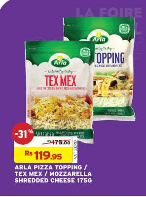 ARLA PIZZA TOPPING / TEX MEX / MOZZARELLA SHREDDED CHEESE 175G