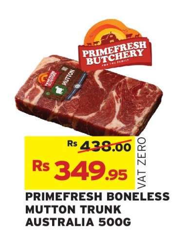 PRIMEFRESH BONELESS MUTTON TRUNK AUSTRALIA 500G