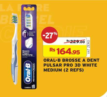 ORAL-B BROSSE A DENT PULSAR PRO 3D WHITE MEDIUM (2 REFS)