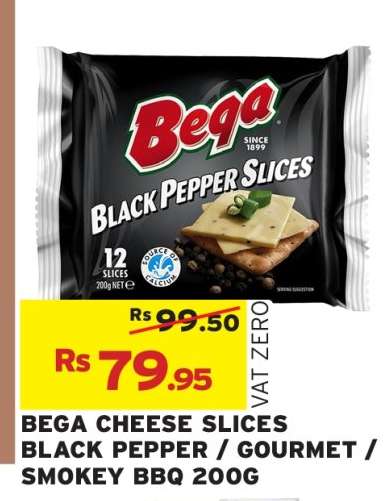 BEGA CHEESE SLICES BLACK PEPPER / GOURMET / SMOKEY BBQ 200G