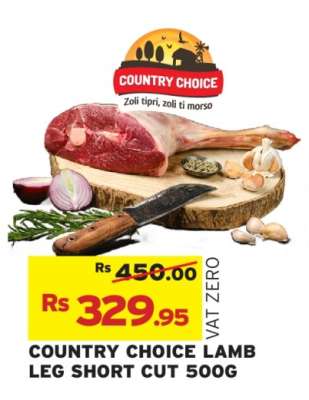 COUNTRY CHOICE LAMB LEG SHORT CUT 500G