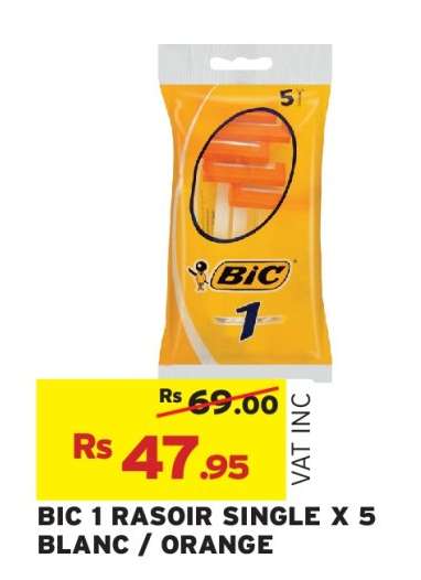 BIC 1 RASOIR SINGLE X 5 BLANC / ORANGE