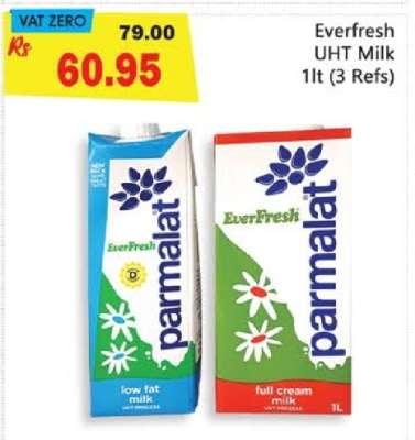 EVERFRESH UHT MILK 1LT (3 REFS)