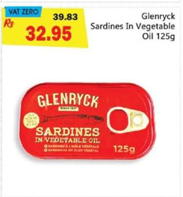 GLENRYCK SARDINES IN VEGETABLE OIL 125G