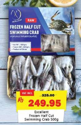 Excellent Frozen Half Cut Swimming Crab 500g