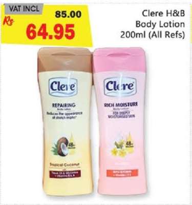 Clere H&B Body Lotion 200ml (All Refs)