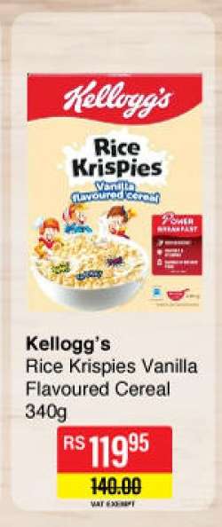 Kellogg’s Rice Krispies Vanilla Flavoured Cereal 340g