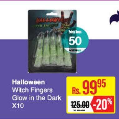 Halloween Witch Fingers Glow in the Dark X10