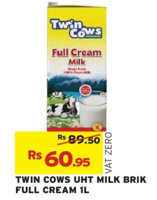 TWIN COWS UHT MILK BRIK FULL CREAM 1L
