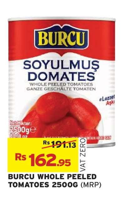 BURCU WHOLE PEELED TOMATOES 2500G