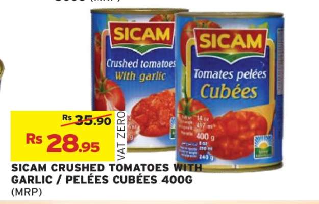 SICAM CRUSHED TOMATOES WITH GARLIC / PELÉES CUBÉES 400G