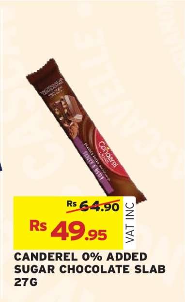 CANDEREL 0% ADDED SUGAR CHOCOLATE SLAB 27G