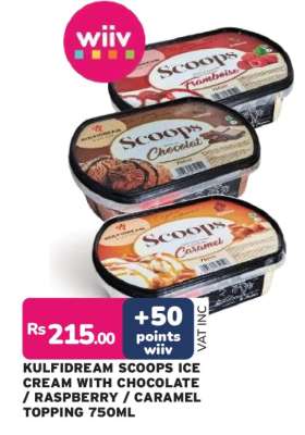 KULFIDREAM SCOOPS ICE CREAM WITH CHOCOLATE / RASPBERRY / CARAMEL TOPPING 750ML