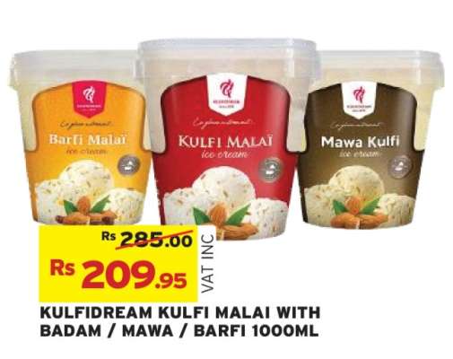 KULFIDREAM KULFI MALAI WITH BADAM / MAWA / BARFI 1000ML