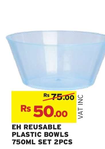 EH REUSABLE PLASTIC BOWLS 750ML SET 2PCS