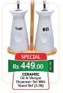 CERAMIC Oil & Vinegar Dispenser Set With Stand Ref (3-36)