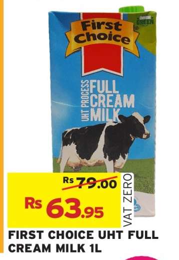 FIRST CHOICE UHT FULL CREAM MILK 1L