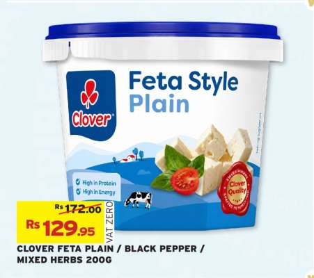 CLOVER FETA PLAIN / BLACK PEPPER / MIXED HERBS 200G