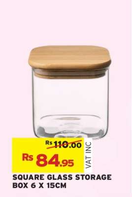 SQUARE GLASS STORAGE BOX 6 X 15CM