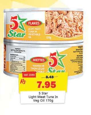 5 Star Light Meat Tuna In Veg Oil 170g
