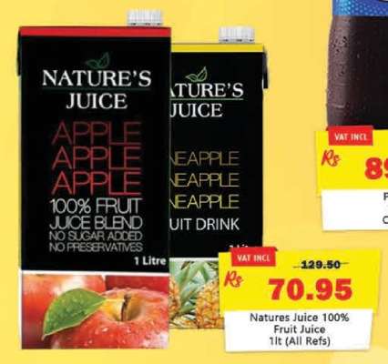 Natures Juice 100% Fruit Juice 1lt (All Refs)