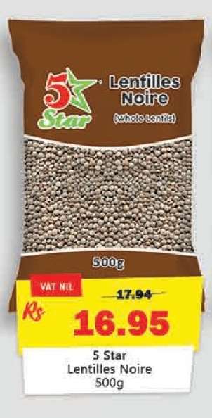 5 Star Lentilles Noire 500g