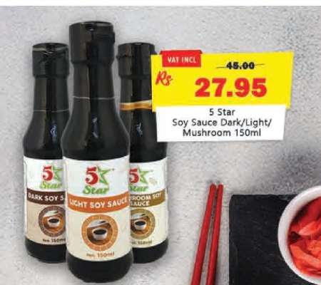 5 Star Soy Sauce Dark/Light/Mushroom 150ml