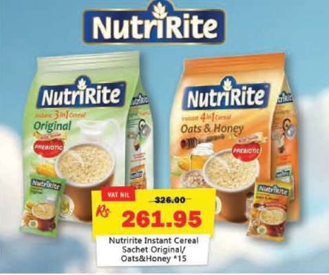 NutriRite Instant Cereal Sachet Original/Oats & Honey *15