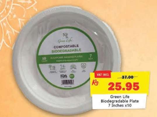 Green Life Biodegradable Plate 7 Inches x10