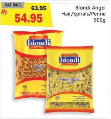 Biondi Angel Hair/Spirals/Penne 500g