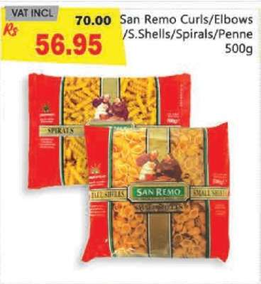 San Remo Curls/Elbows/S.Shells/Spirals/Penne 500g