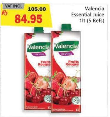 Valencia Essential Juice 1lt (5 Refs)