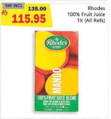 Rhodes 100% Fruit Juice 1lt (All Refs)