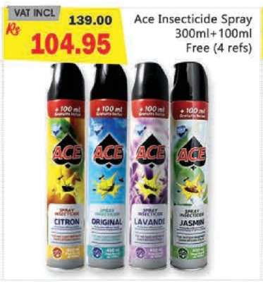 Ace Insecticide Spray 300ml+100ml Free (4 Refs)